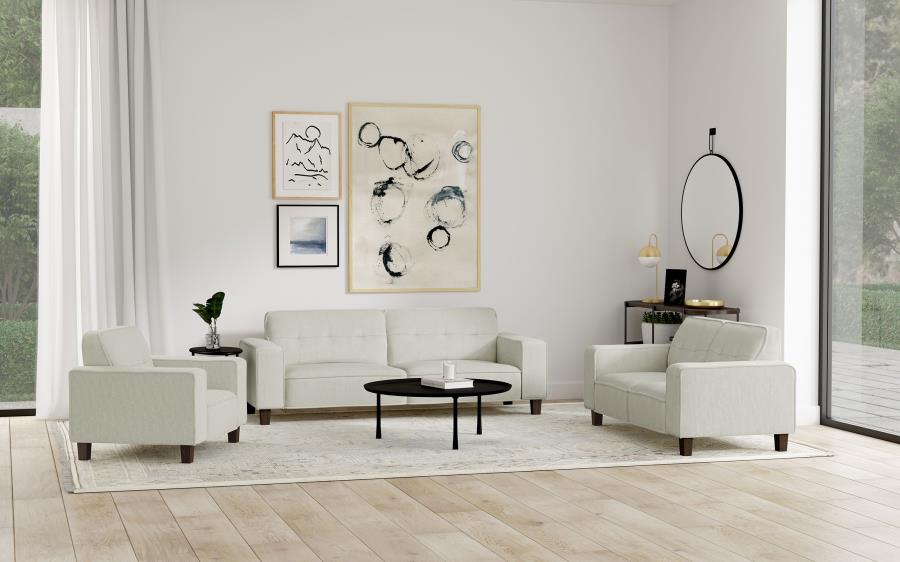 Deerhurst - Upholstered Track Arm Tufted Accent Chair - Greige