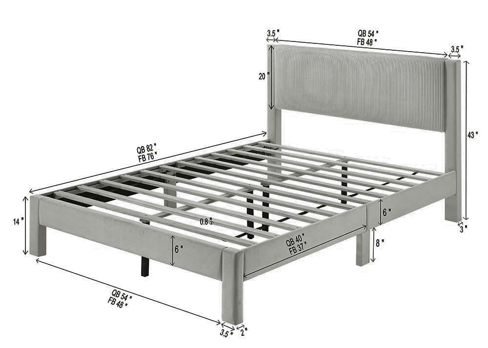 Lucia Full Bed Light Grey / Pink