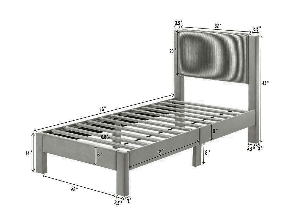 Lucia Full Bed Light Grey / Pink