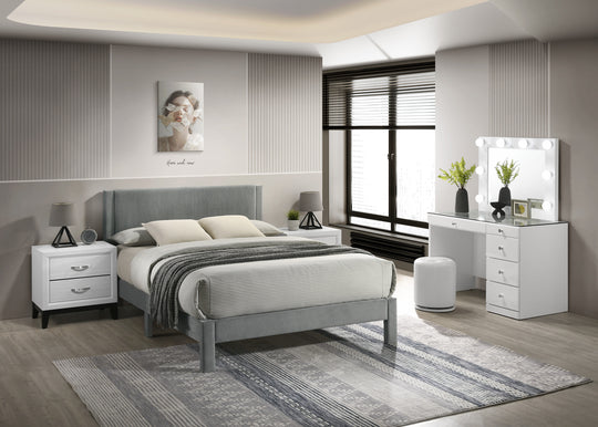 Lucia Full Bed Light Grey / Pink