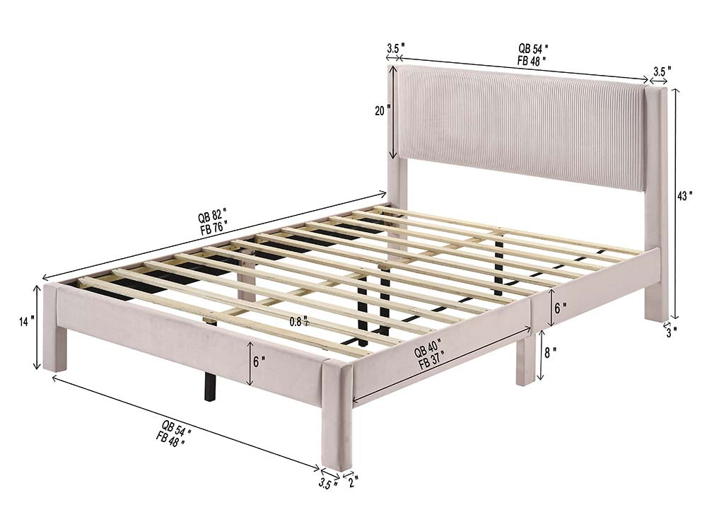 Lucia Full Bed Light Grey / Pink
