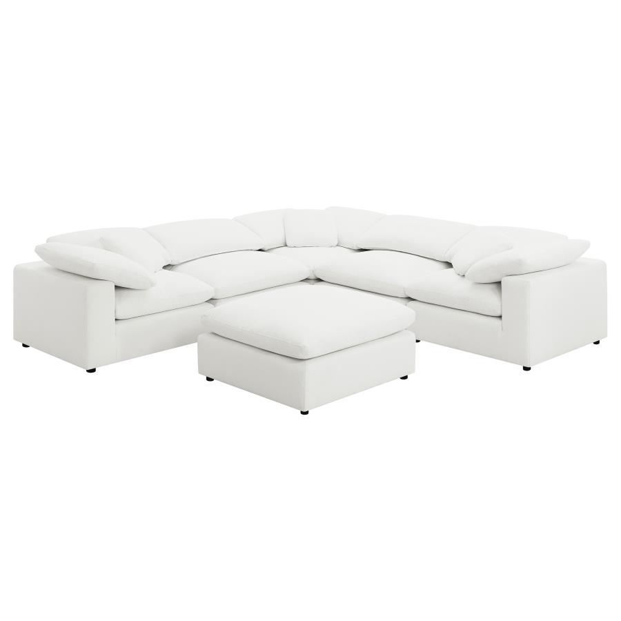 Raleigh - Boucle Upholstered Modular Sectional Beige 6 Pc. Sectional With Ottoman by Coaster Fine Furniture | Bel Furniture