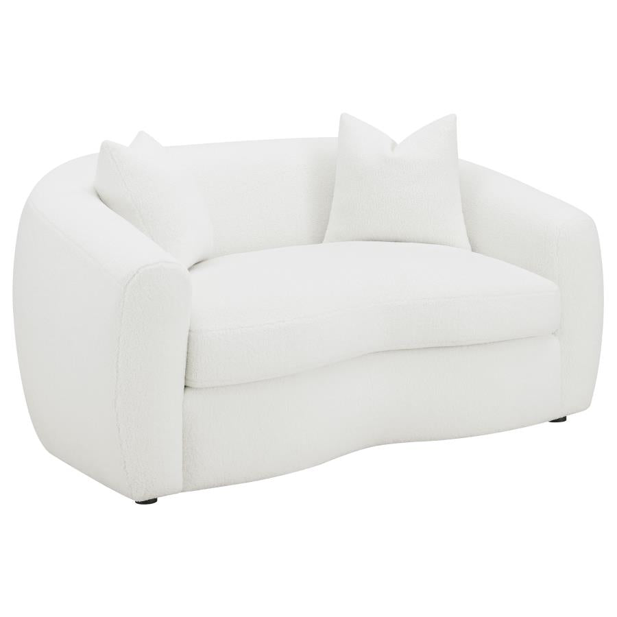 Isabella Faux Sheepskin Upholstered Loveseat Natural Ivory