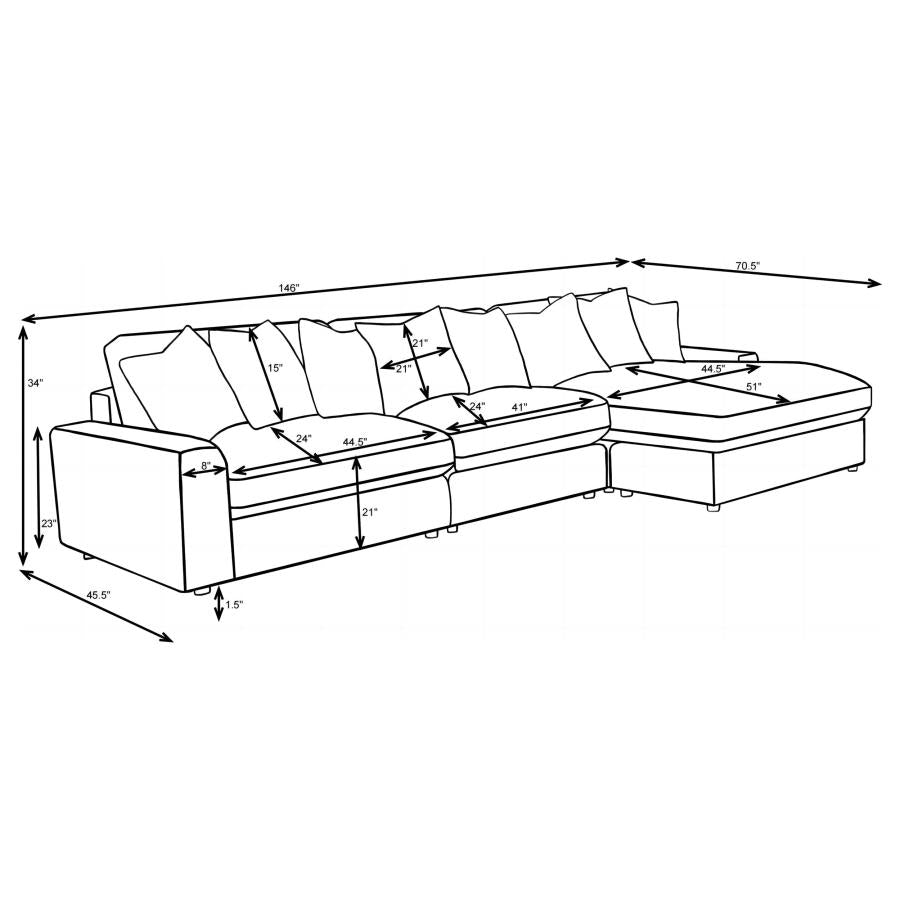 Blaine - Reversible Upholstered Chaise Sectional Sofa