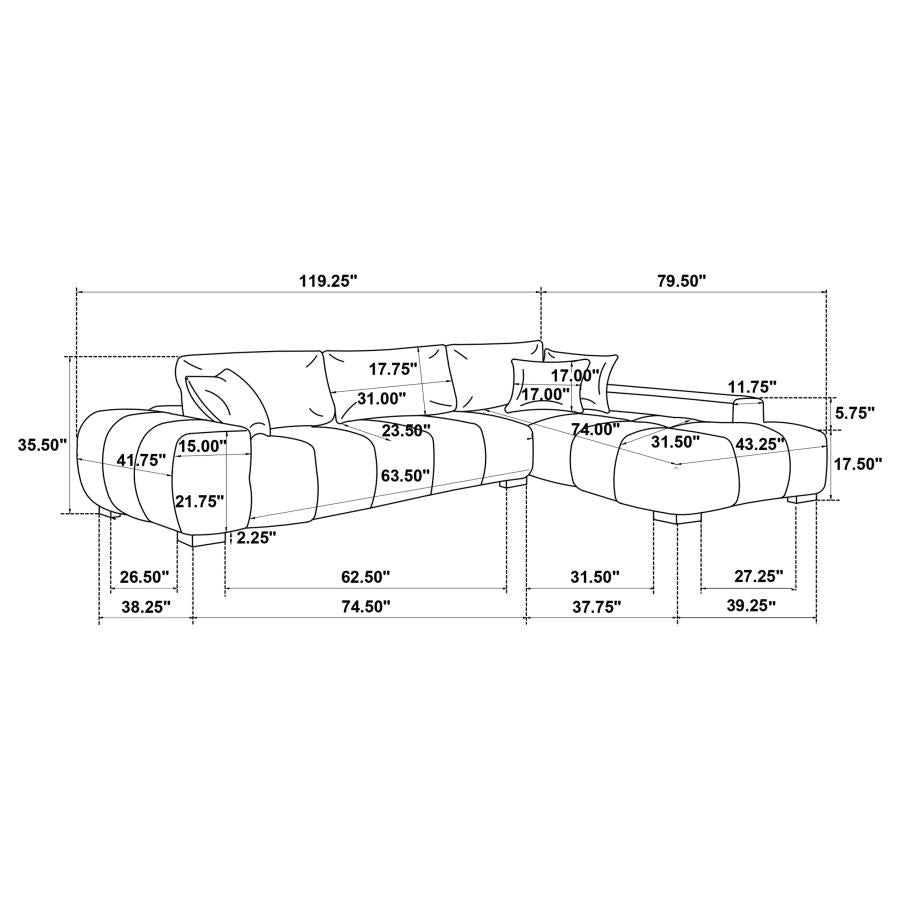 Octavia - Upholstered Sectional Chaise Sofa