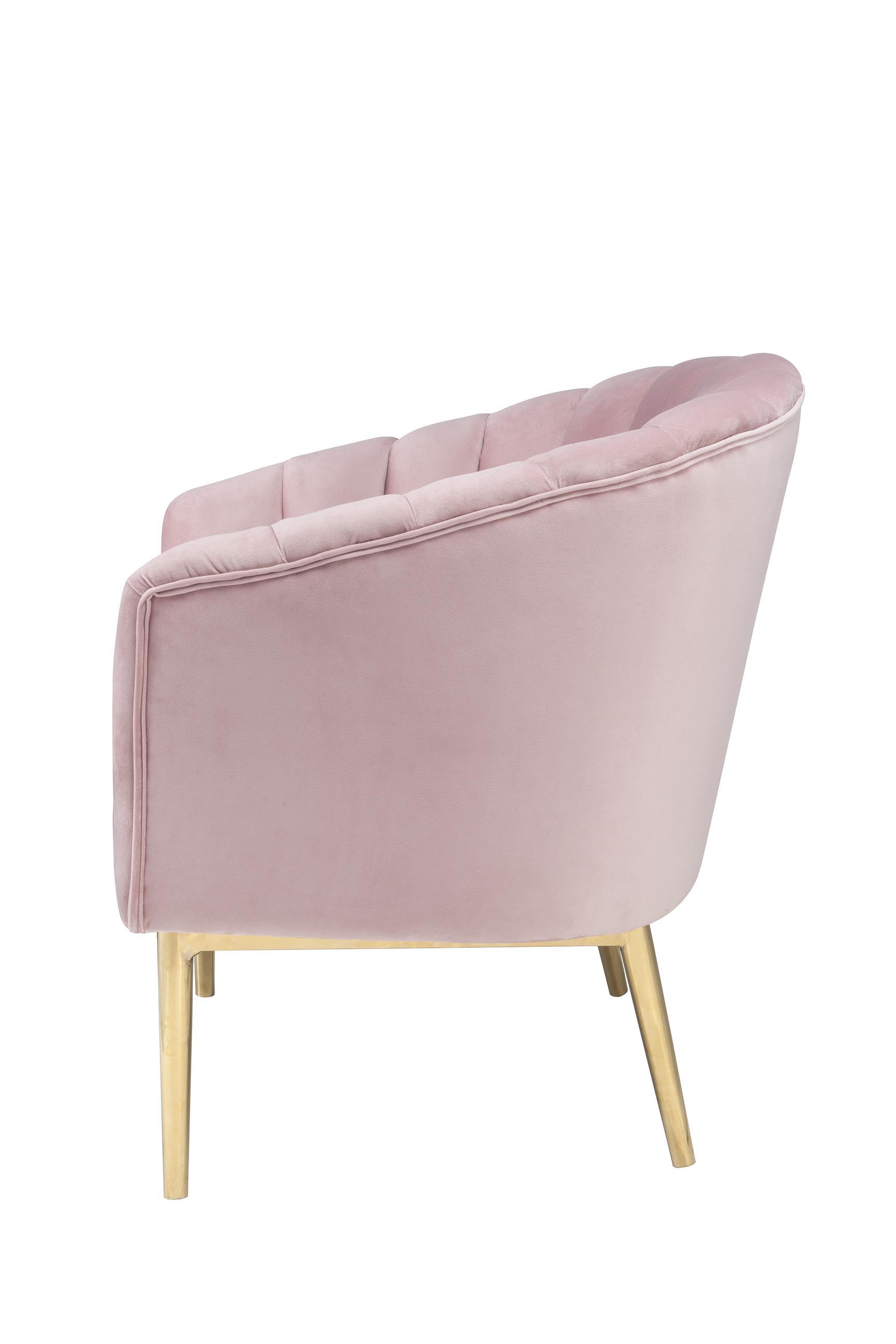 Colla - Blush Velvet Gold Accent Chair - Pink