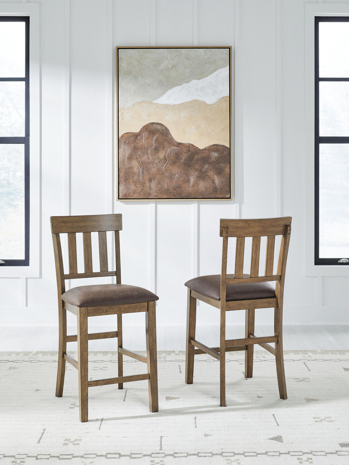 Urbinforte - Upholstered Barstool (Set of 2) - Light Brown - view 3