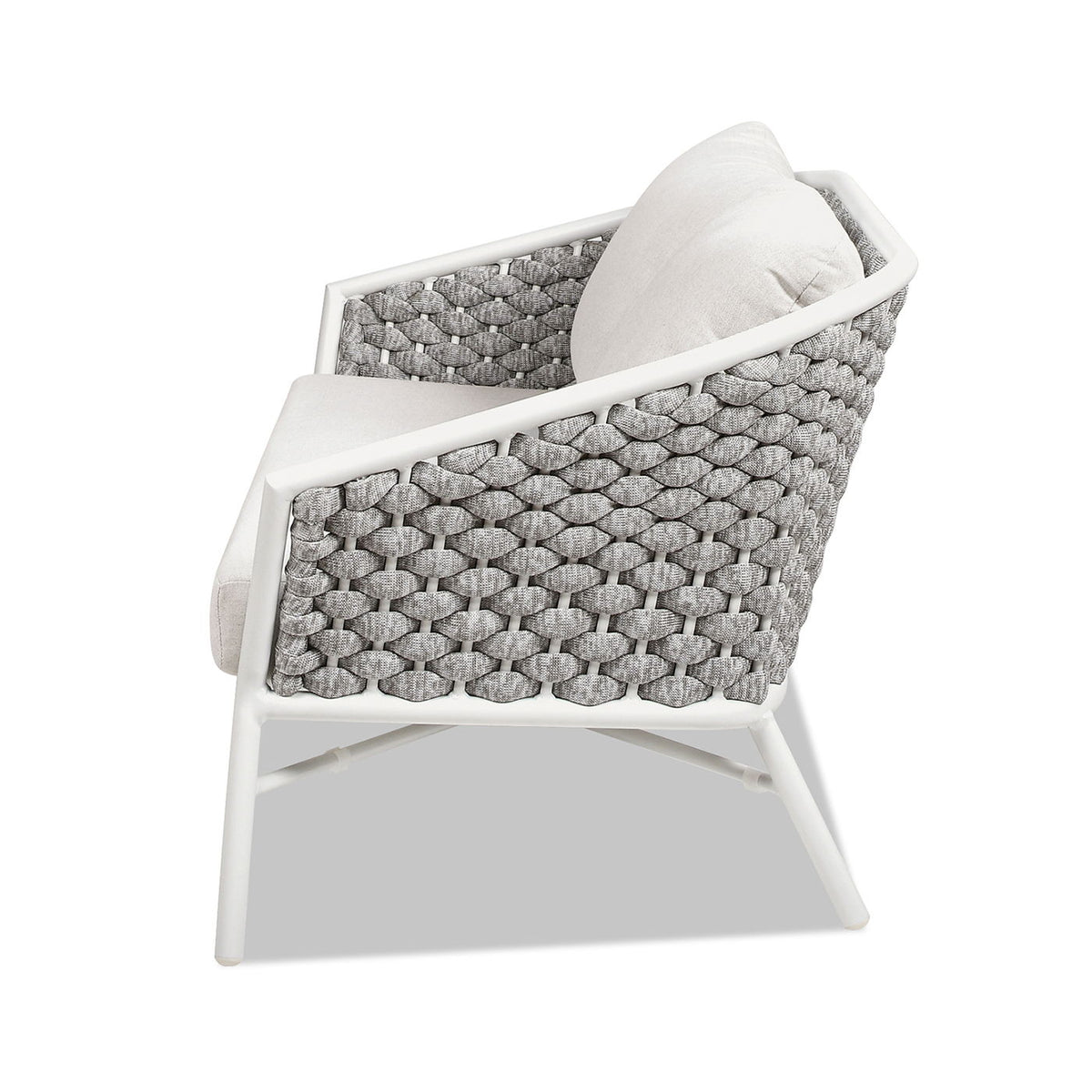 Rowan - Rope Barrel Back Patio Conversation Loveseat Sofa - Optic White by Jennifer Taylor Home | Bel Furniture