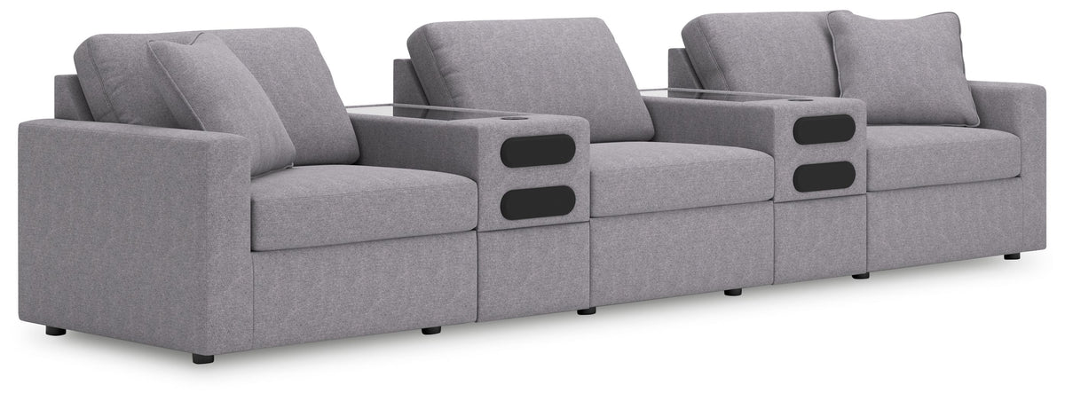 Modmax - Granite - Sectional Gray 5 Pc. Sectional With Audio Consoles by Signature Design by Ashley® | Bel Furniture