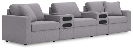 Modmax - Granite - Sectional Gray 5 Pc. Sectional With Audio Consoles by Signature Design by Ashley® | Bel Furniture