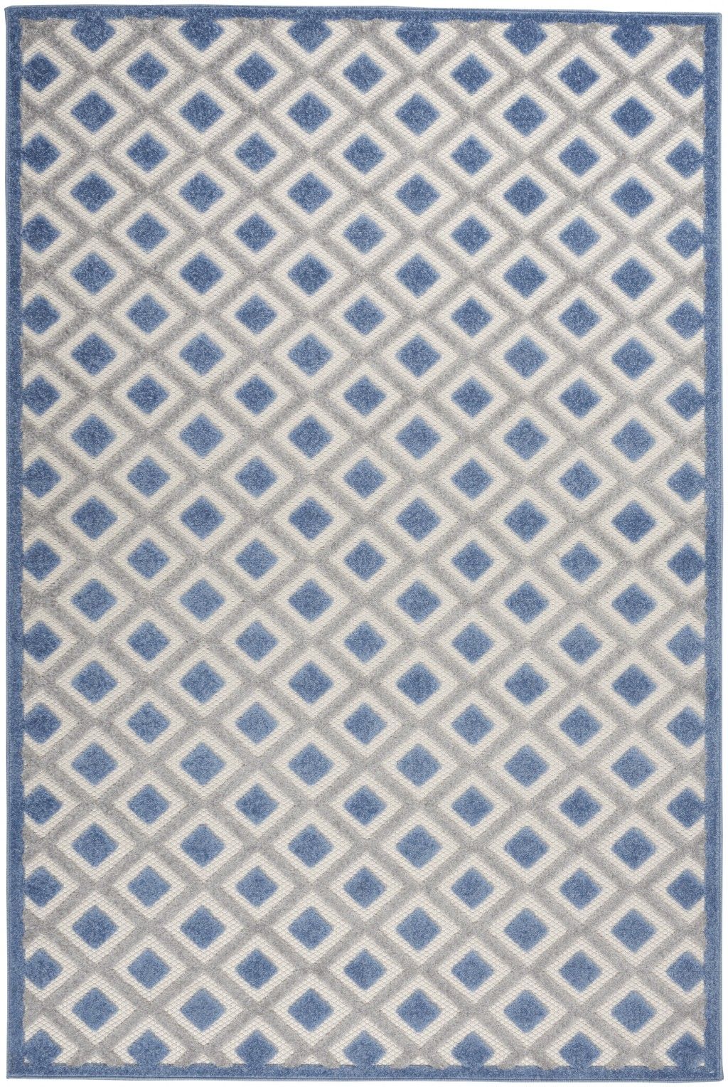 6' X 9' Geometric Indoor / Outdoor Area Rug - Blue / Gray