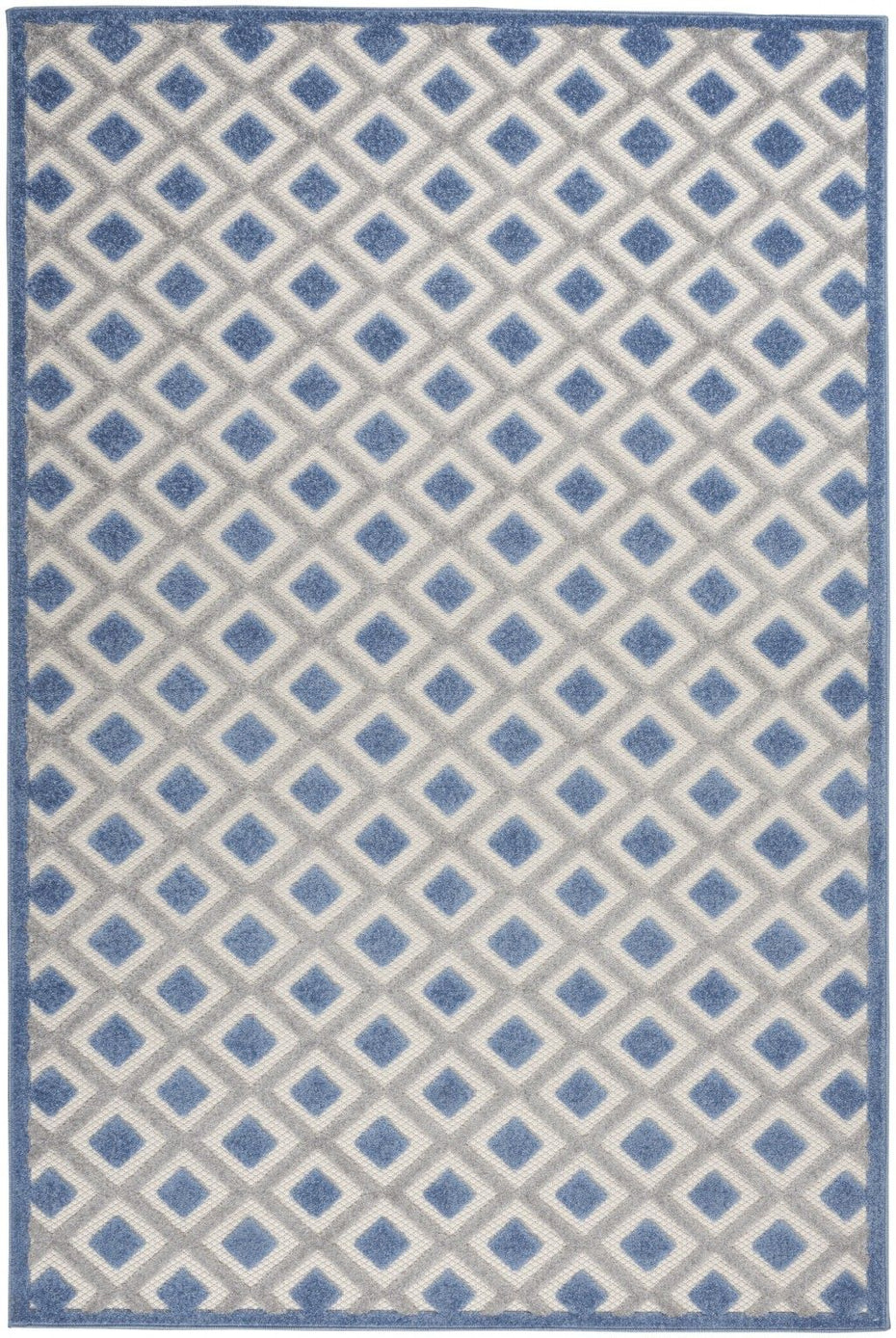 6' X 9' Geometric Indoor / Outdoor Area Rug - Blue / Gray