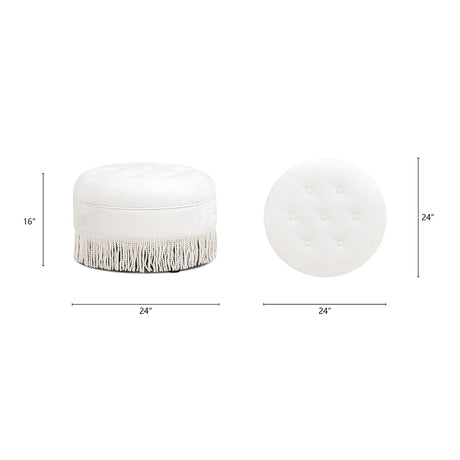 Yolanda - Round Upholstered Accent Ottoman - Almond White by Jennifer Taylor Home | Bel Furniture