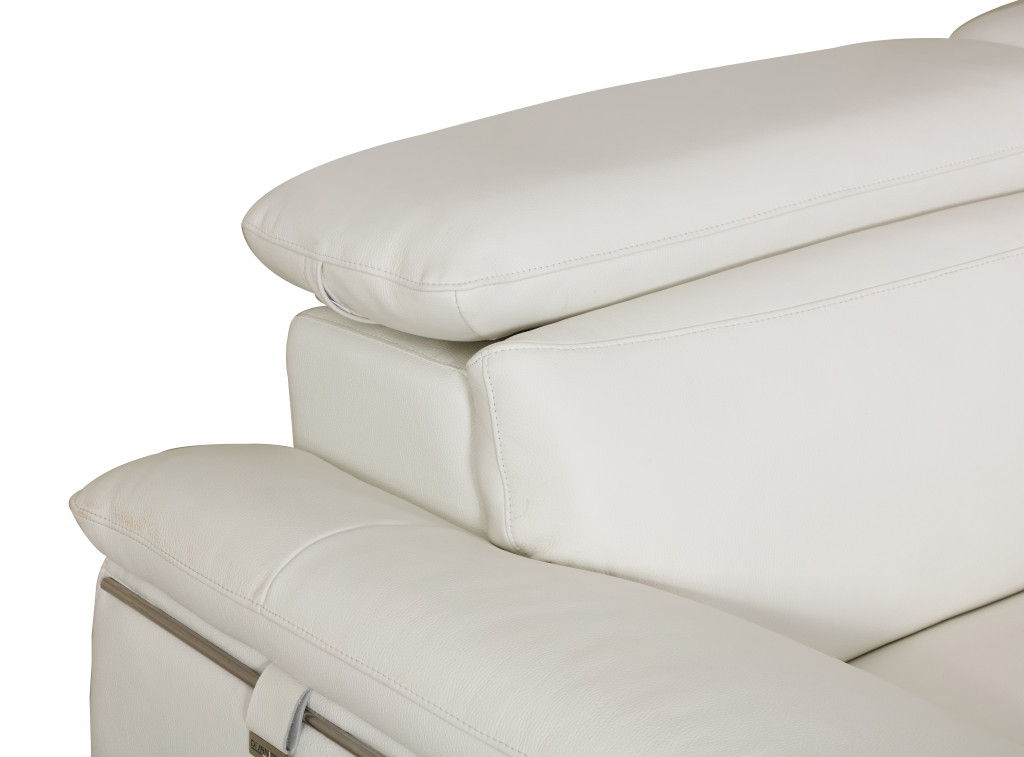 Italian Leather Sofa With Silver Legs - White