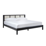 King Bed With Rattan Panel Headboard - Black by Walker Edison | Bel Furniture