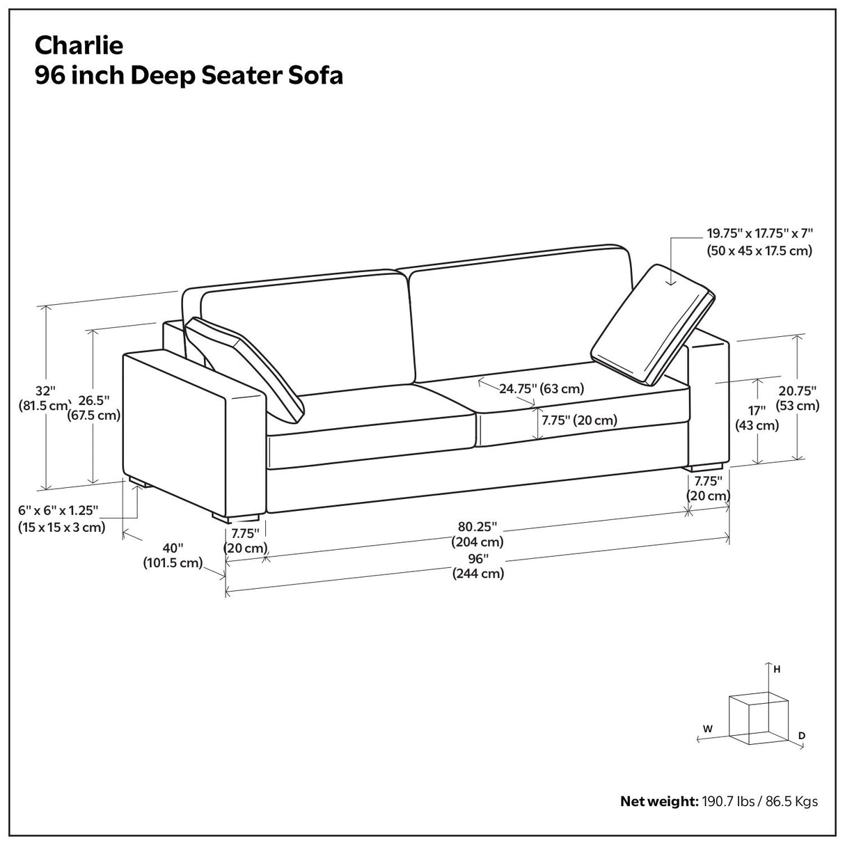 Charlie - Deep Seater Sofa