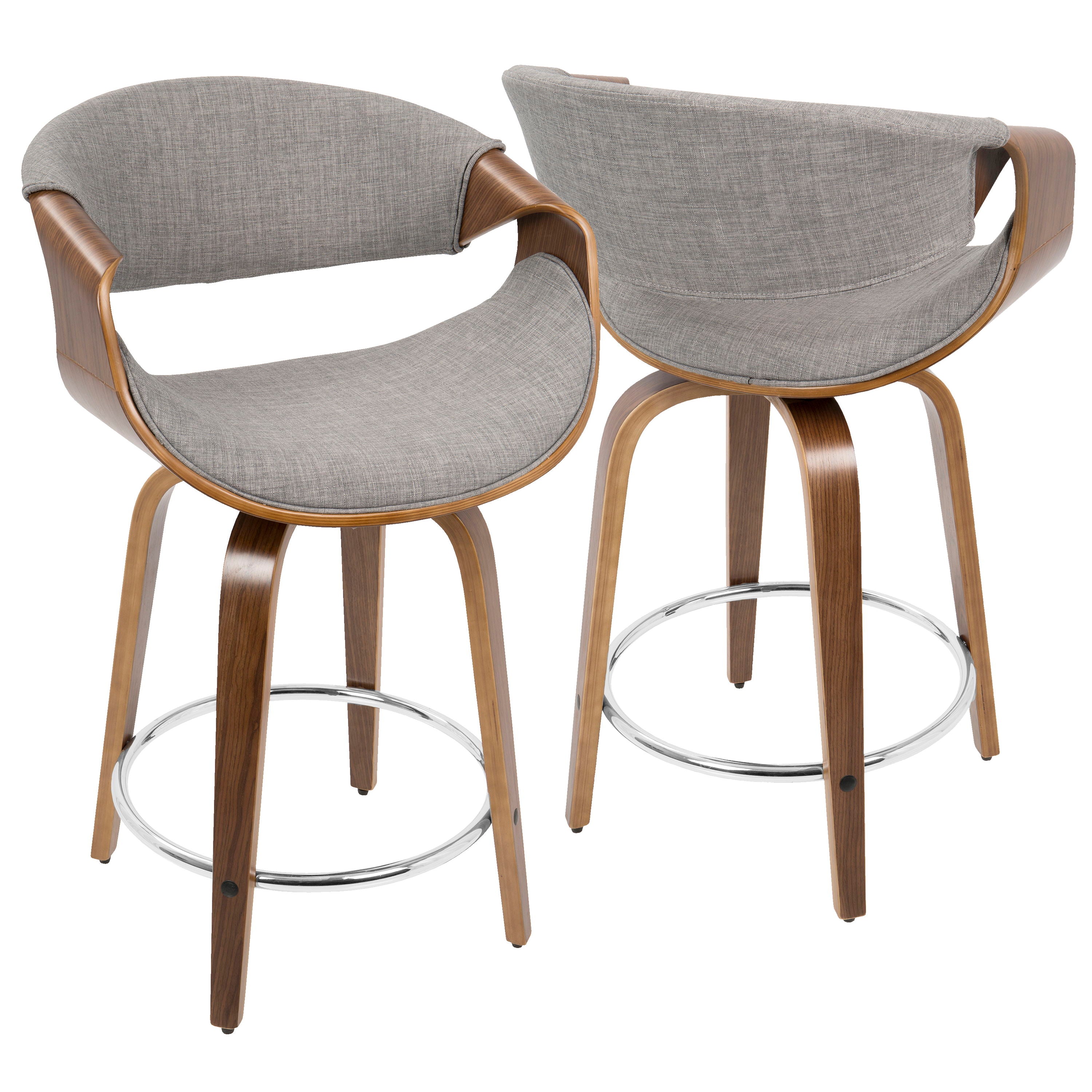 Curvini - Mid Century Modern Counter Stool (Set of 2)