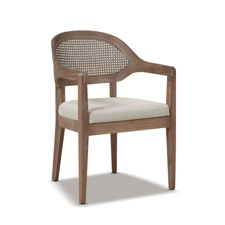 Americana - Mid-Century Modern Cane Back Dining Chair Textured Weave - Taupe Beige - view 6