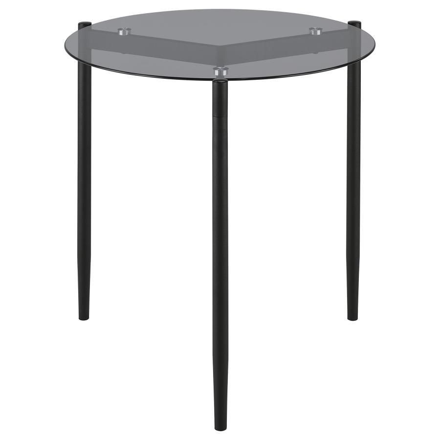 Rosalie - Round Smoked Glass Top End Table - Sandy Black