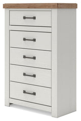 Savonport - Five Drawer Chest - White / Brown