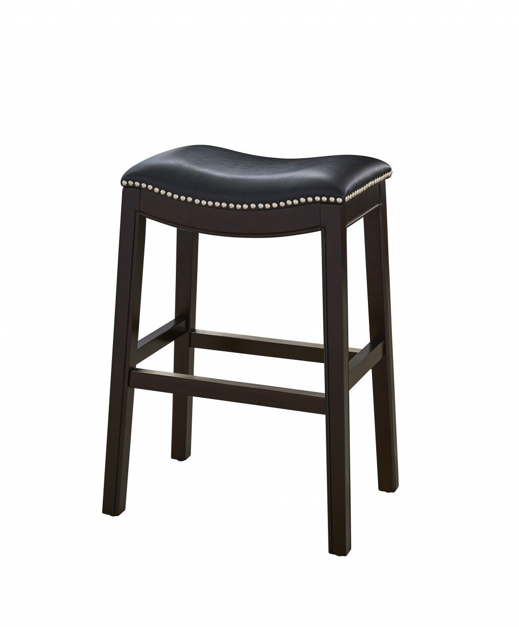 Solid Wood Backless Counter Height Bar Chair - Black / Espresso