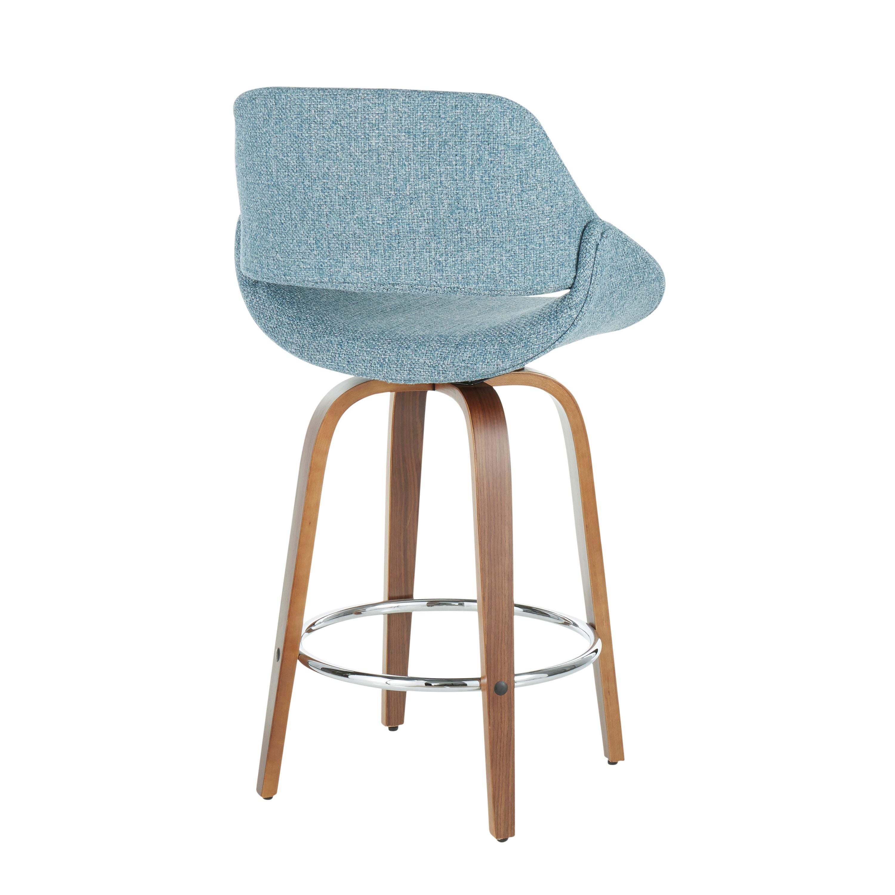 Fabrico - Mid Century Modern, Fixed Height Counter Stool With Round Footrest (Set of 2)