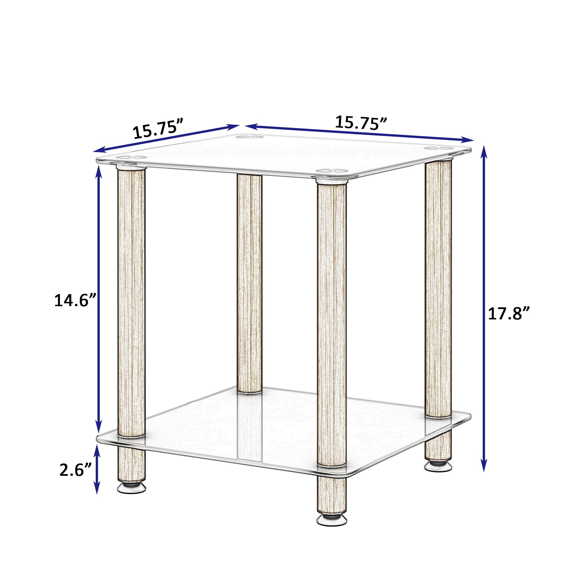 Side Table, 2 Tier Space End Table, Modern Night Stand, Sofa Table, Side Table With Storage Shelve