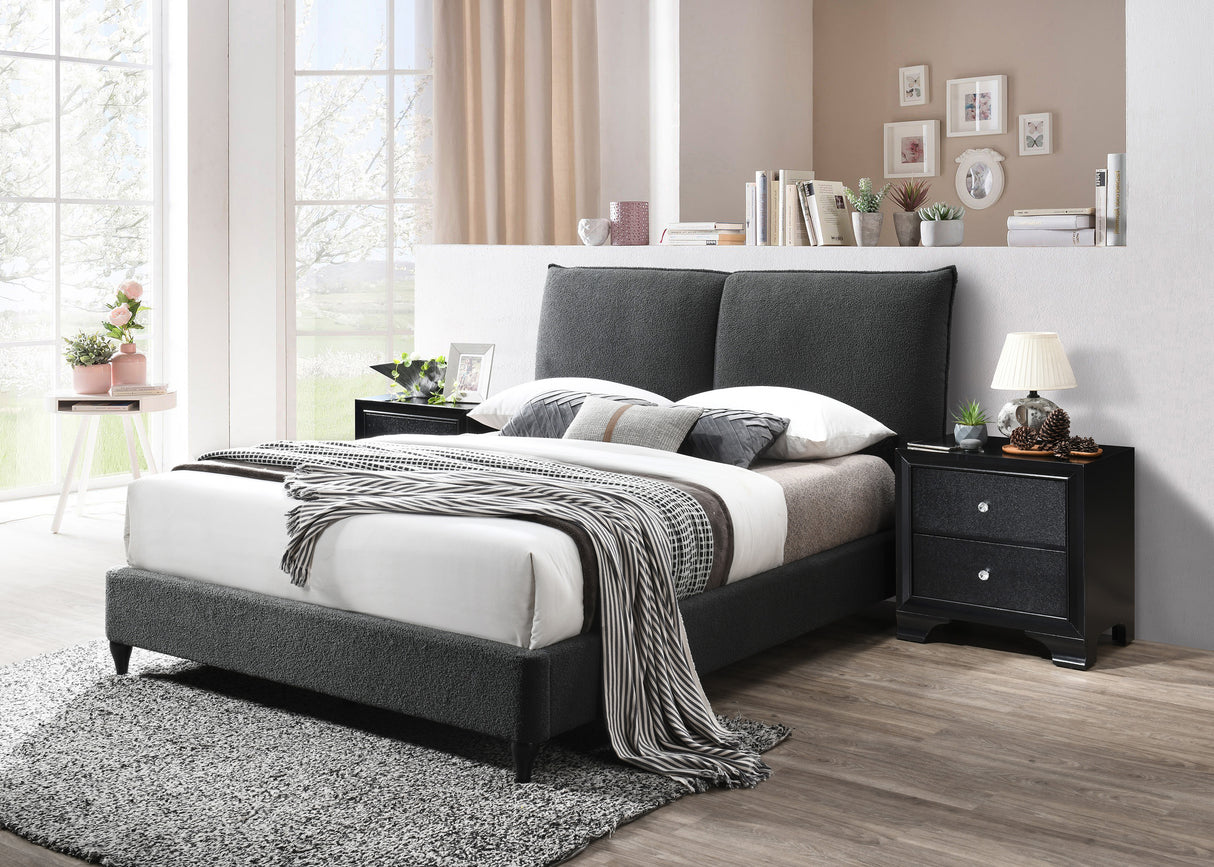 Jenn King Boucle Bed - Charcoal