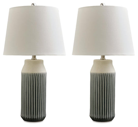 Afener - Ceramic Table Lamp (Set of 2) - Blue / Beige