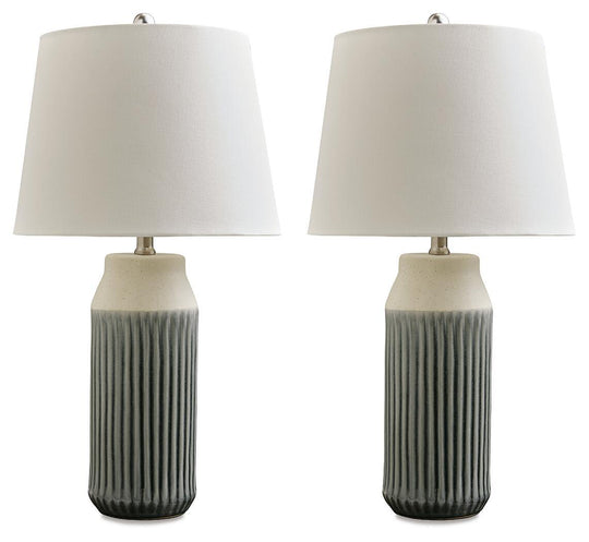 Afener - Ceramic Table Lamp (Set of 2) - Blue / Beige