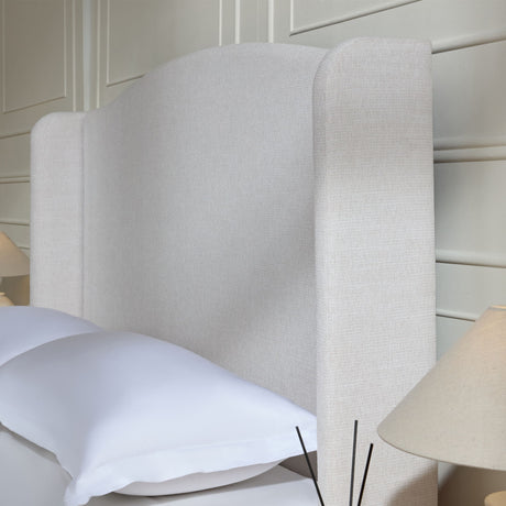 Hannah - Upholstered Wingback Bed Size / Tall Headboard Upholstered King Bed / Premium Textured Look / Minimalist Designs /…