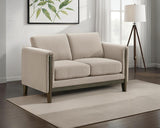 Islington - Fabric Upholstered Panel Arm Loveseat - Taupe