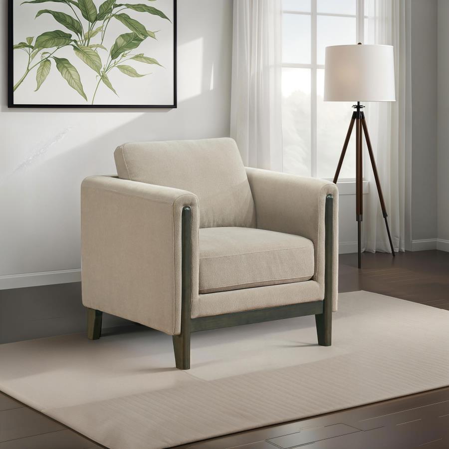 Islington - Fabric Upholstered Panel Arm Accent Chair - Taupe