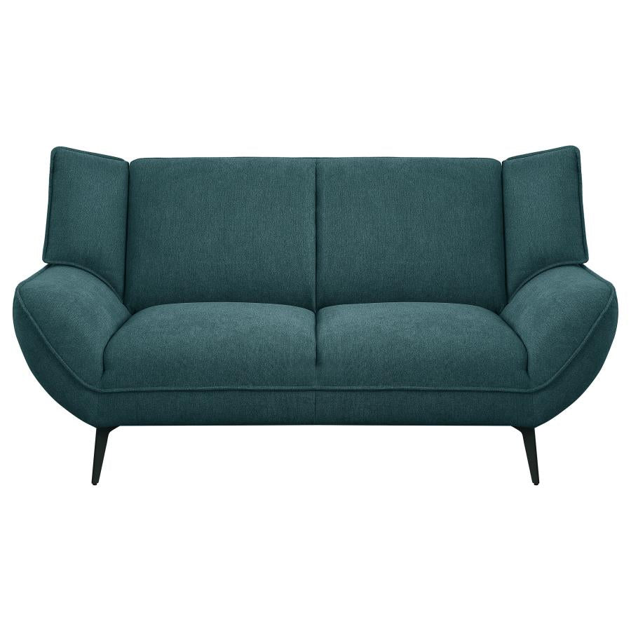 Acton Upholstered Flared Arm Sofa Set Teal Blue