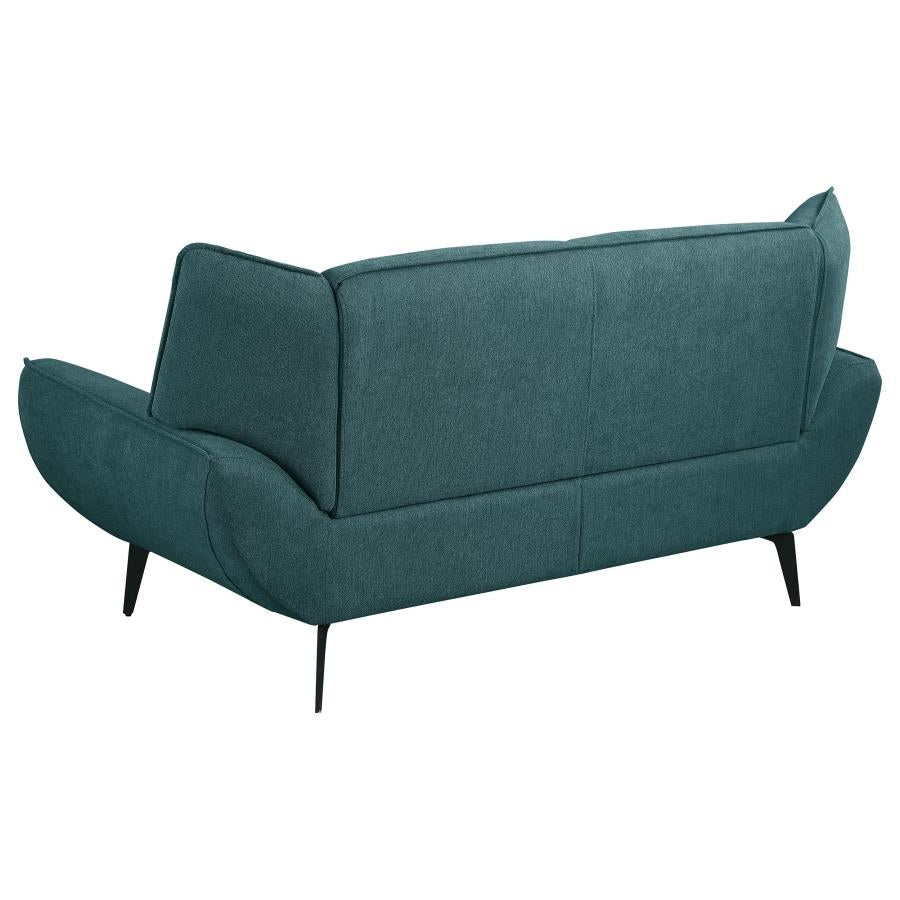 Acton Upholstered Flared Arm Sofa Set Teal Blue