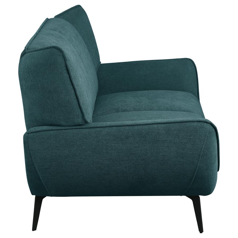 Acton Upholstered Flared Arm Sofa Set Teal Blue