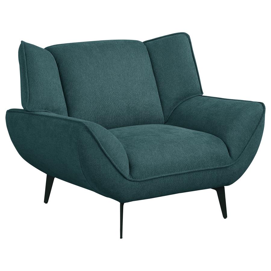 Acton Upholstered Flared Arm Sofa Set Teal Blue