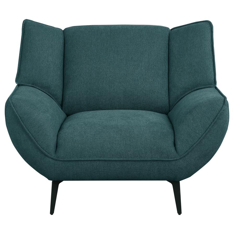 Acton Upholstered Flared Arm Sofa Set Teal Blue