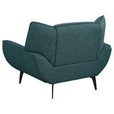 Acton Upholstered Flared Arm Sofa Set Teal Blue