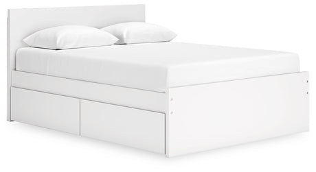 Onita - Panel Platform Bed With Storage White Queen 1 Side Storage by Signature Design by Ashley® | Bel Furniture