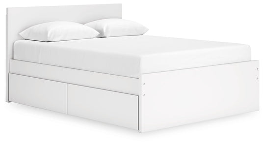 Onita - Panel Platform Bed With Storage White Queen 1 Side Storage by Signature Design by Ashley® | Bel Furniture