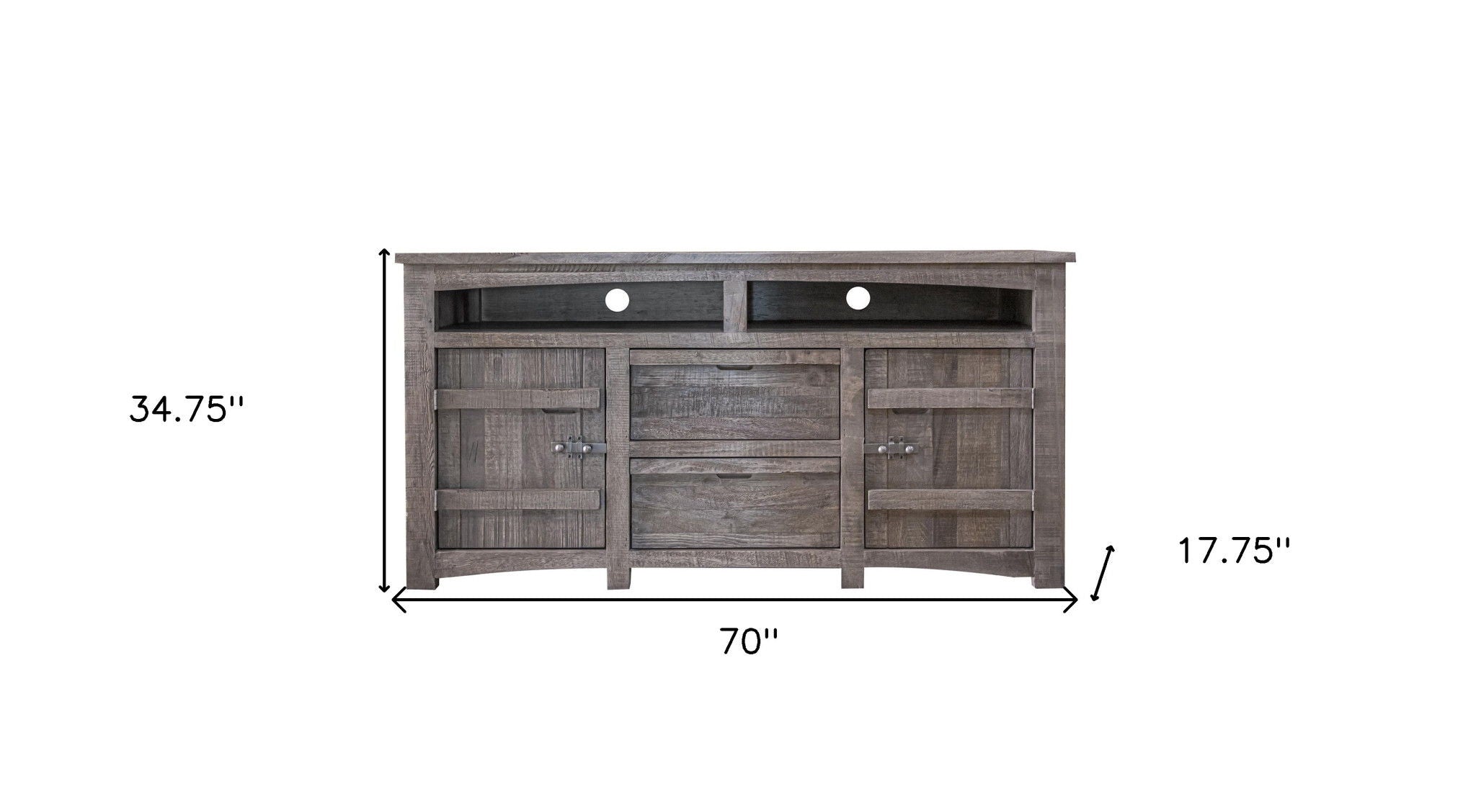 Wood Cabinet Enclosed Storage, Distressed TV Stand - Gray