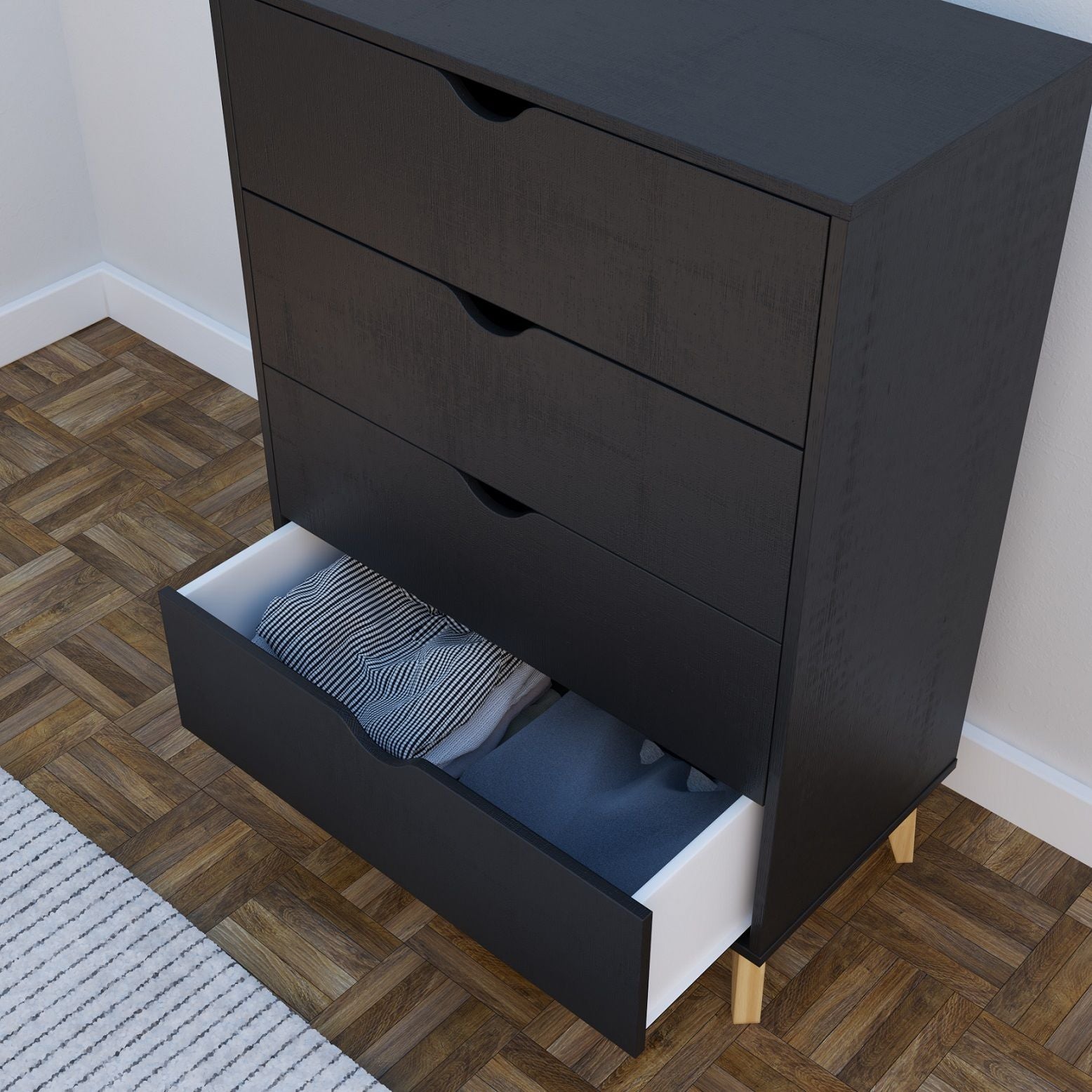 Four Drawer Standard Chest - Black