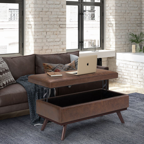 Owen - Lift Top Large Coffee Table Storage Ottoman, Mid Century Style - view 9