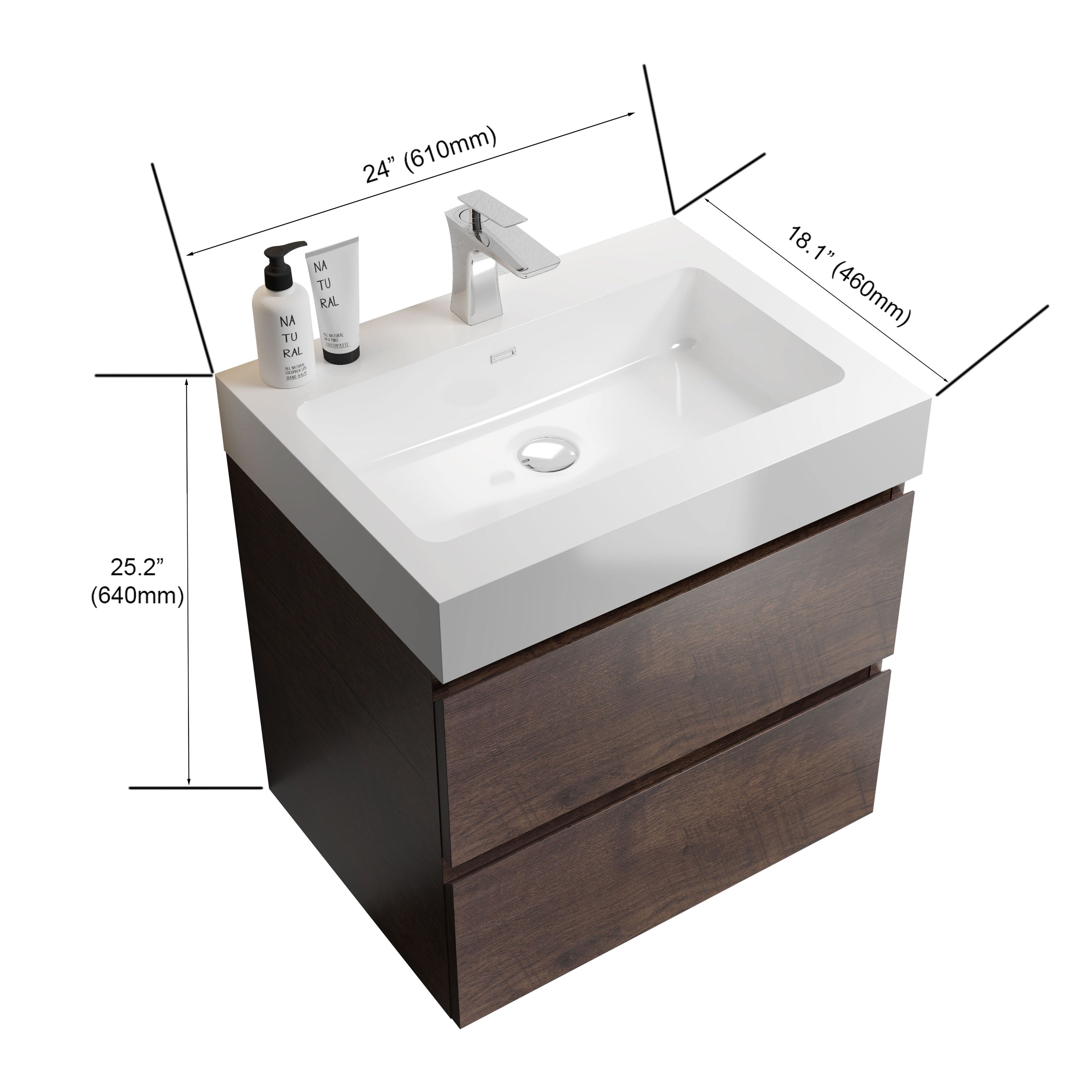 Alice - Bathroom Vanity Wall Mounted With Sink, Large Storage Floating Bathroom Vanity For Modern Bathroom, One-Piece Sink Basin Without Drain And Faucet