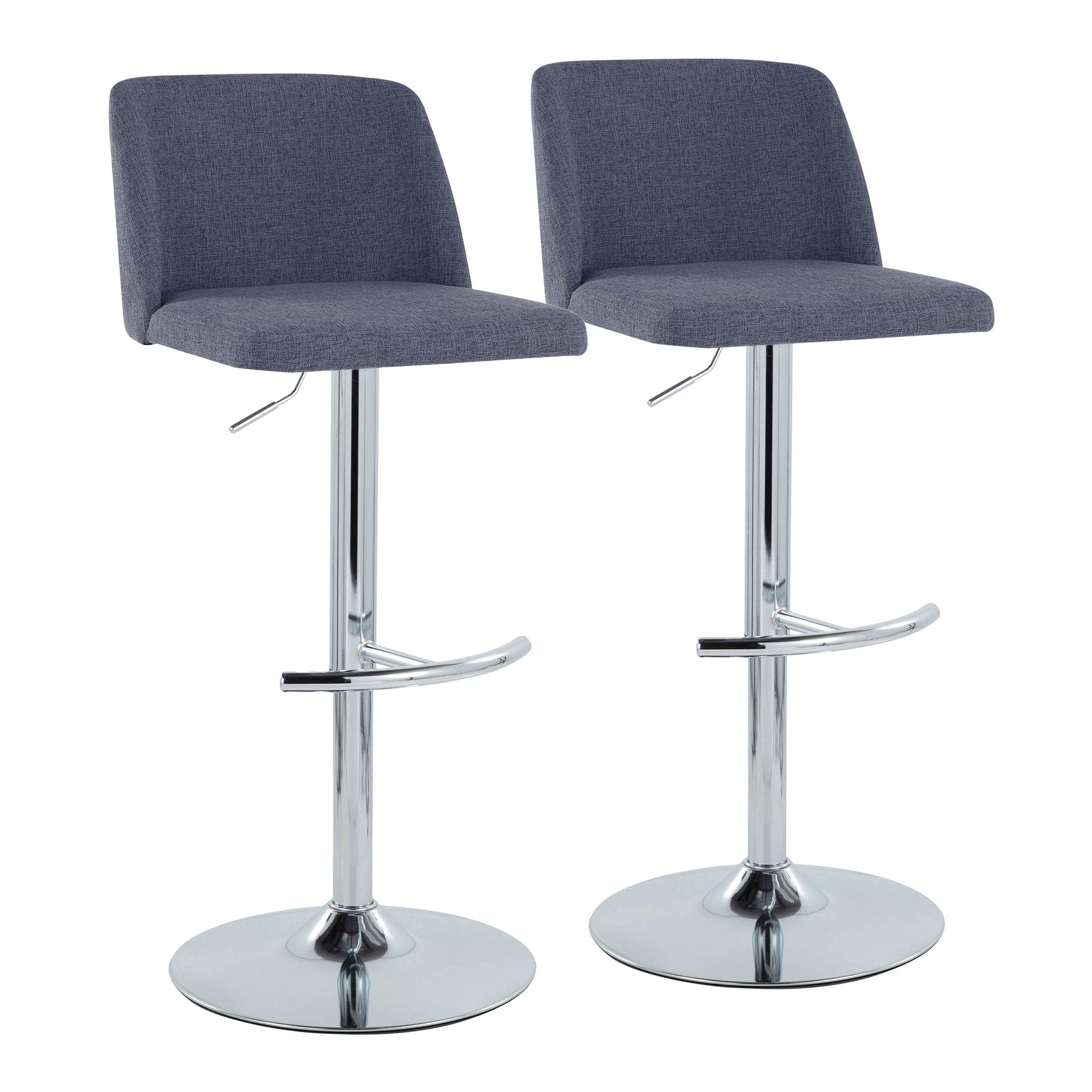 Toriano - Contemporary Adjustable Barstool With Swivel & Rounded T Footrest (Set of 2)