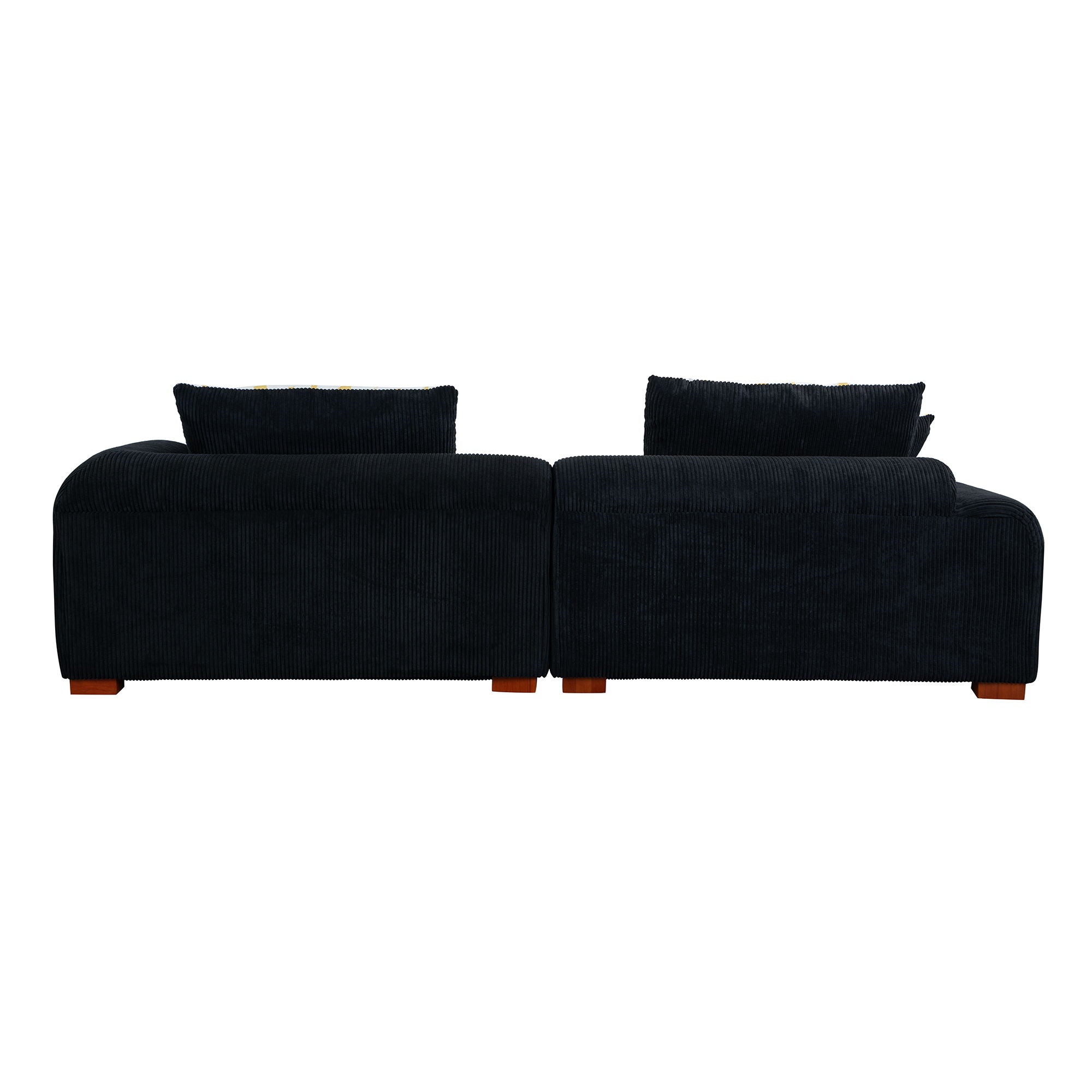 Modern Couch Corduroy Comfy Sofa With Rubber Wood Legs, 4 Pillows For Living Room