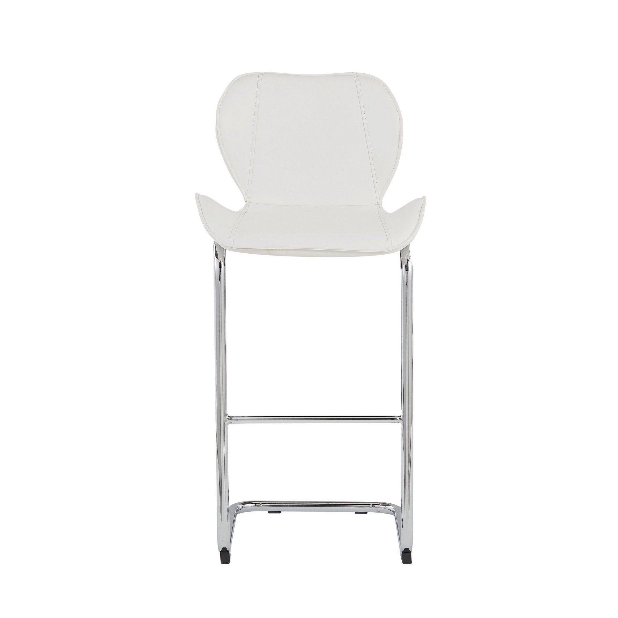 Metal Low Back Bar Height Bar Chairs (Set of 4) - White / Silver