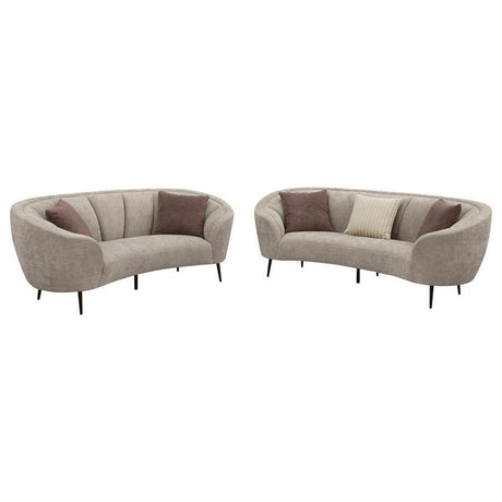 Ellorie - Upholstered Curved Sofa Set Beige 2 Pc. Sofa, Loveseat by Coaster Fine Furniture | Bel Furniture