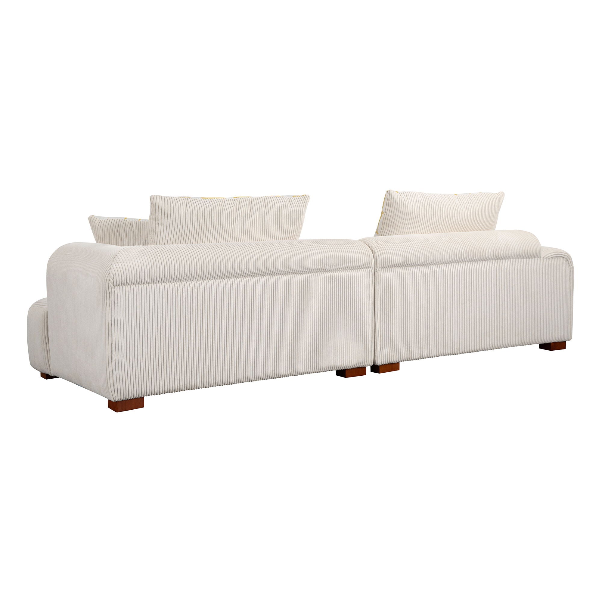 Modern Couch Corduroy Comfy Sofa With Rubber Wood Legs, 4 Pillows For Living Room